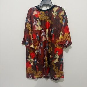 NEW Japanese Women Kimono Oriental Dragon Elegant Multicolor Graphic Tee Shirt